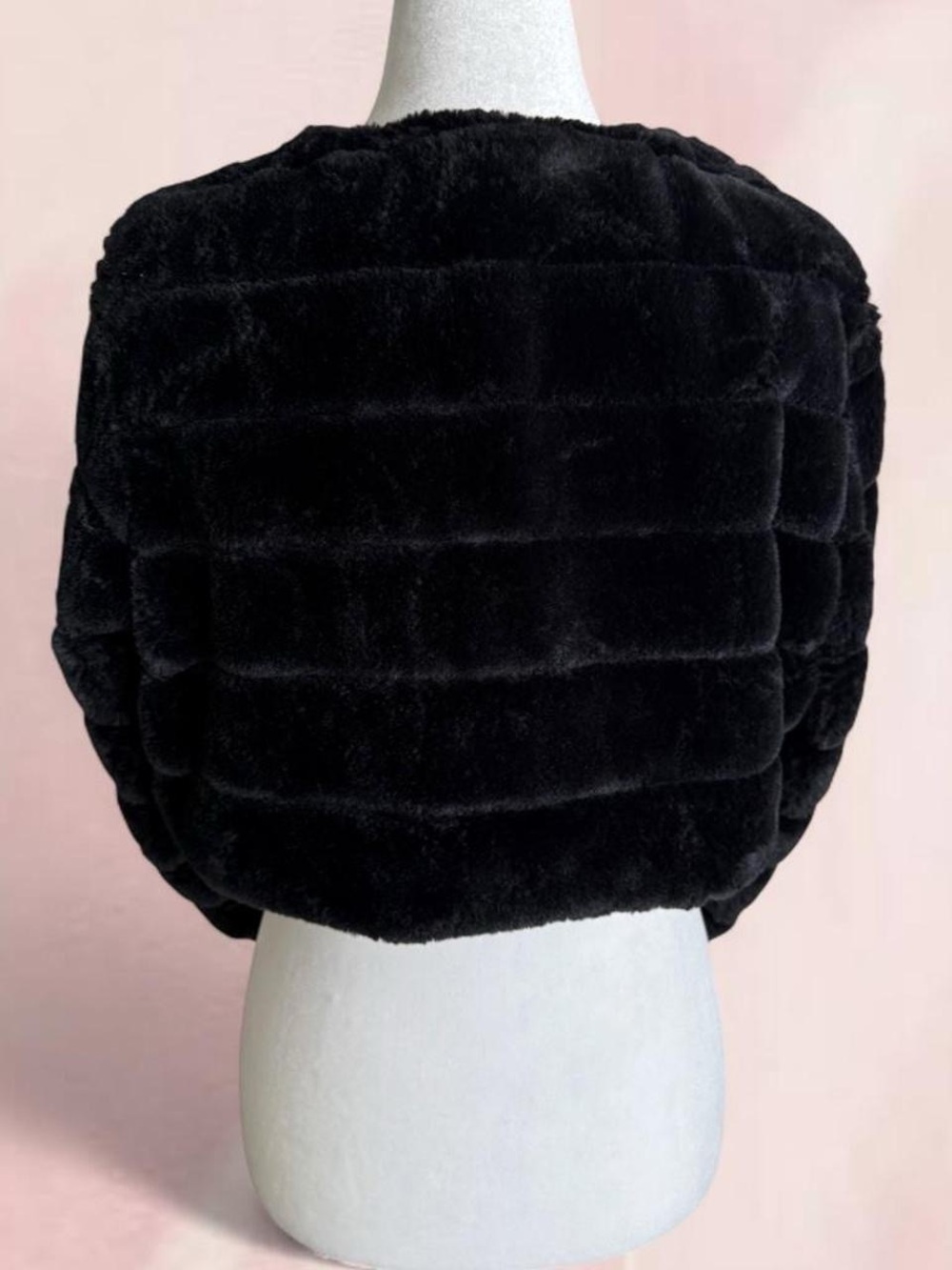 Black Faux Fur Cropped Bolero Shrug Jacket Women’s XS S Formal - Picture 7 of 7